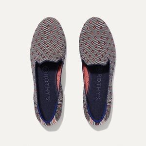 Rothy's Navy and Red Patterned Flats